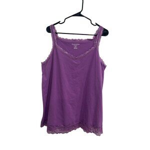 Woman Within Purple Lace Trim Tank Top Sz 1X